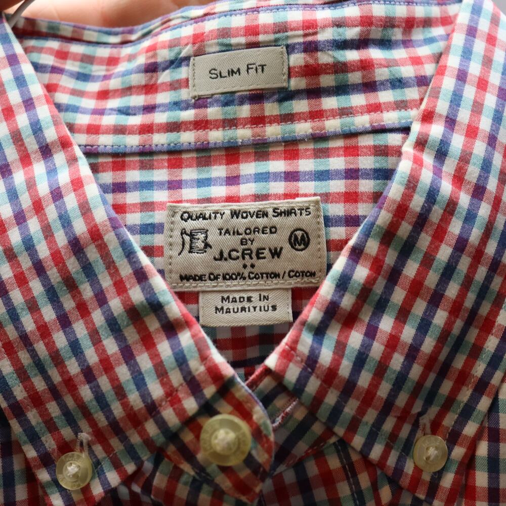 J.Crew Slim Fit Quality Woven Shirt Red Blue‎ Green Gingham Check M